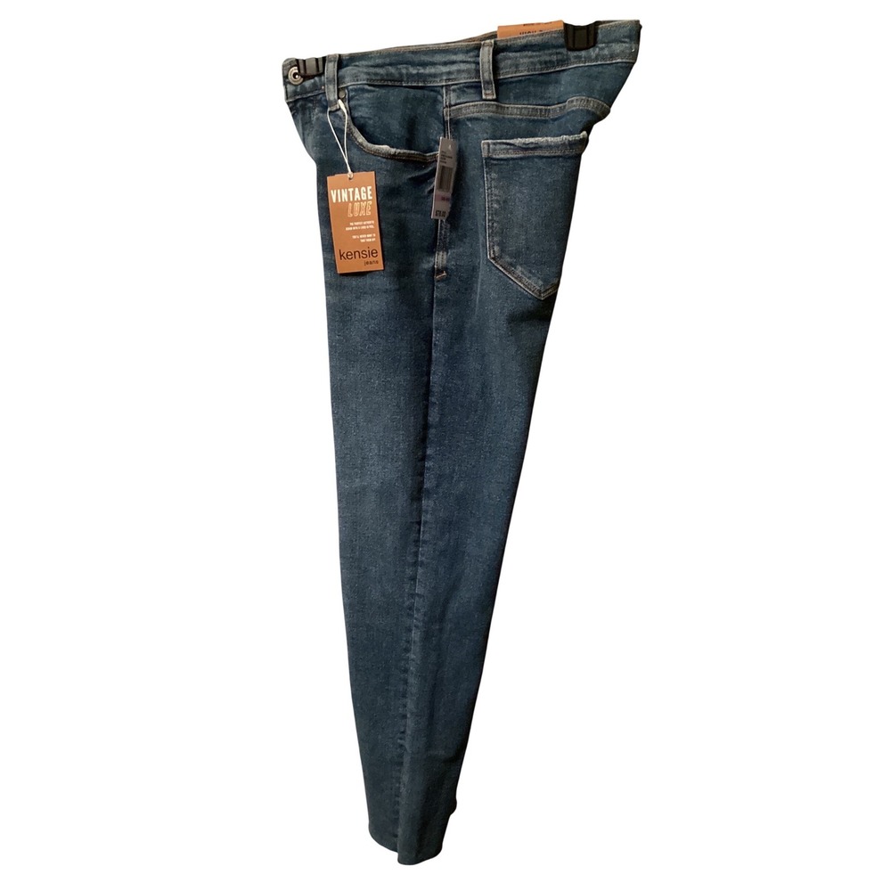Kensie Jeans The Allie High Rise Slim Straight Melbourne Blue Raw Hem Size 6/28